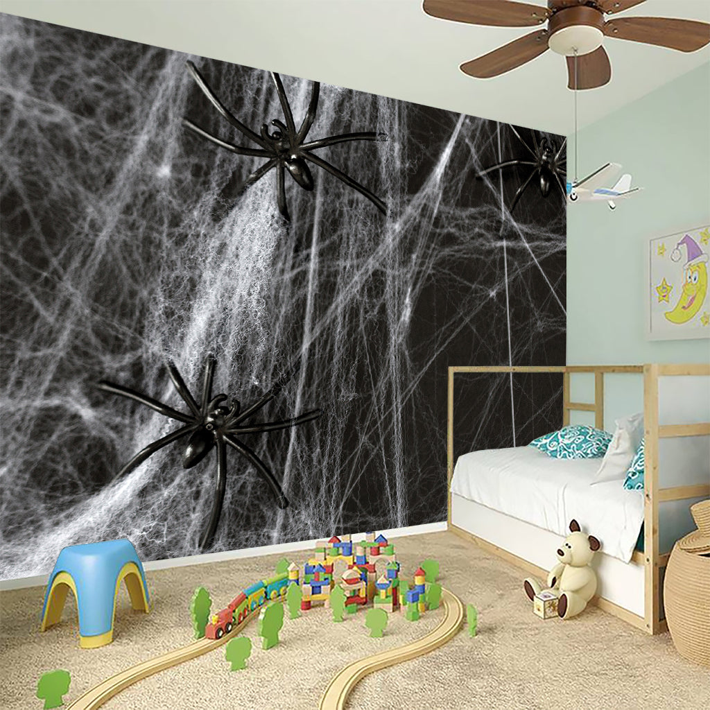Toy Spiders And Cobweb Print Wall Sticker