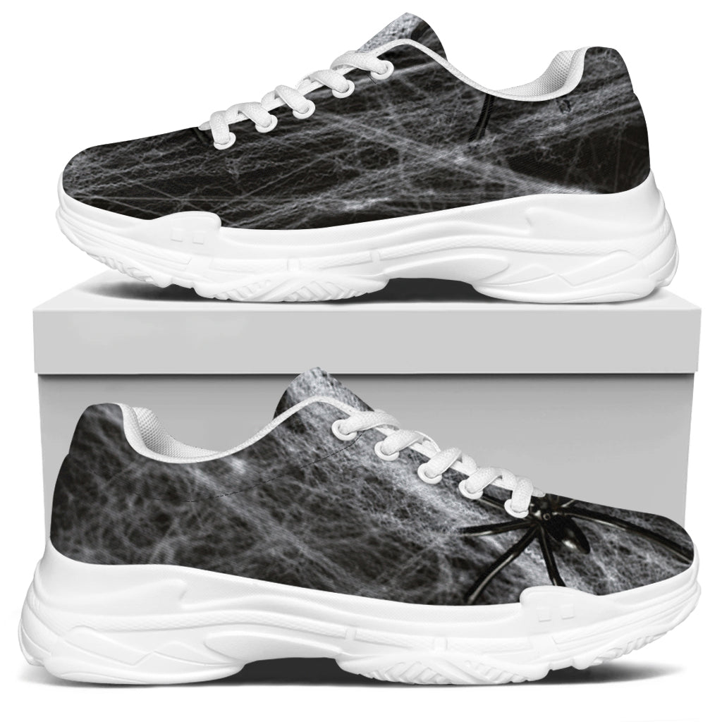 Toy Spiders And Cobweb Print White Chunky Shoes