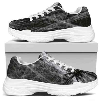 Toy Spiders And Cobweb Print White Chunky Shoes