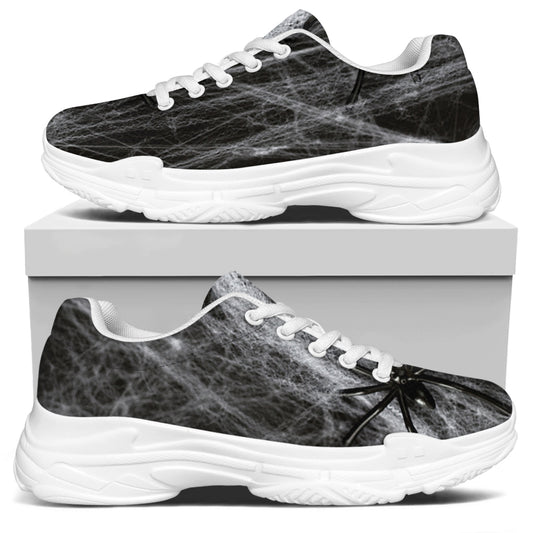 Toy Spiders And Cobweb Print White Chunky Shoes