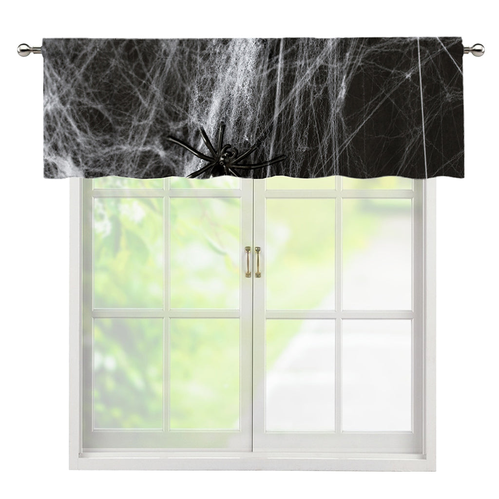 Toy Spiders And Cobweb Print Window Valance