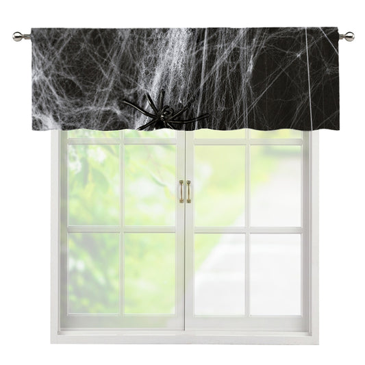 Toy Spiders And Cobweb Print Window Valance
