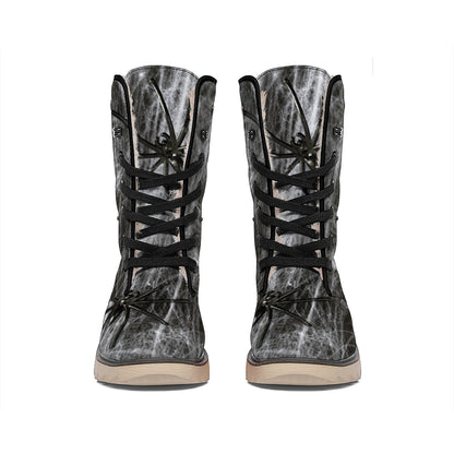 Toy Spiders And Cobweb Print Winter Boots