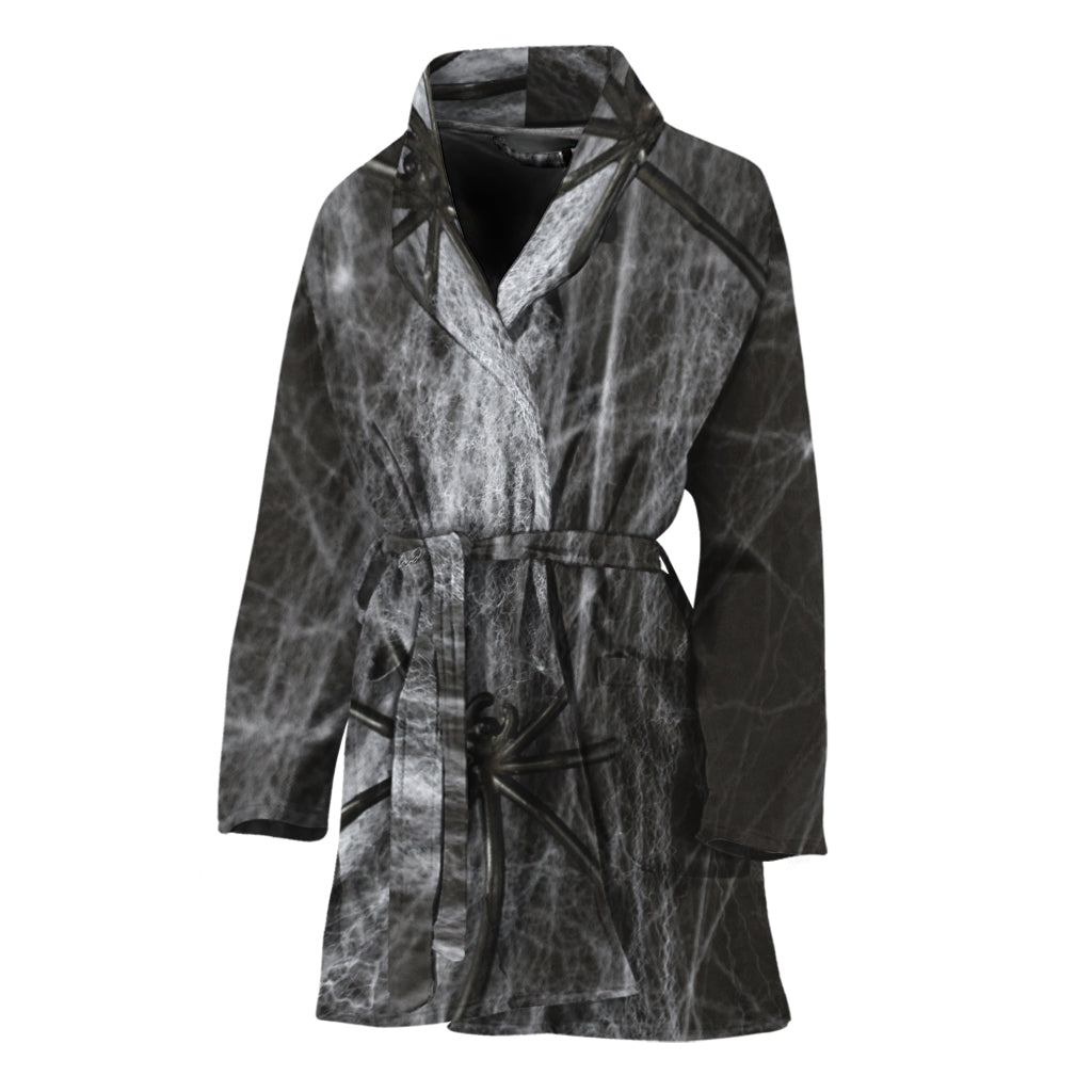 Toy Spiders And Cobweb Print Women's Bathrobe