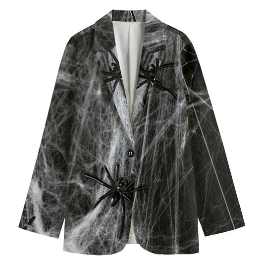 Toy Spiders And Cobweb Print Women's Blazer
