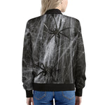 Toy Spiders And Cobweb Print Women's Bomber Jacket