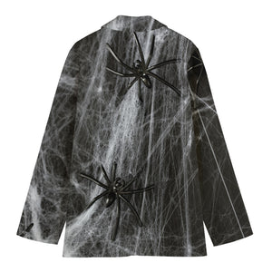 Toy Spiders And Cobweb Print Women's Cotton Blazer