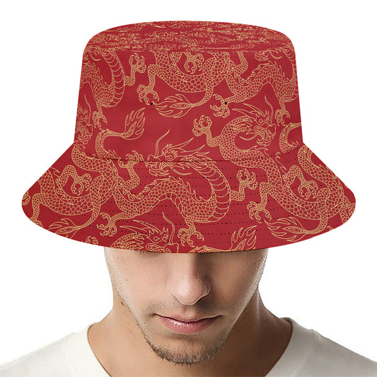 Traditional Chinese Dragon Pattern Print Bucket Hat