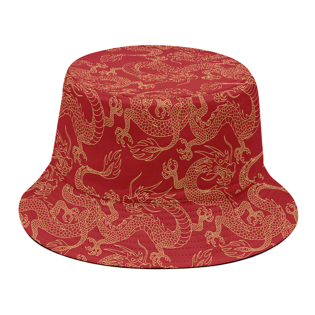Traditional Chinese Dragon Pattern Print Bucket Hat