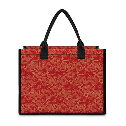 Traditional Chinese Dragon Pattern Print Canvas Tote Bag