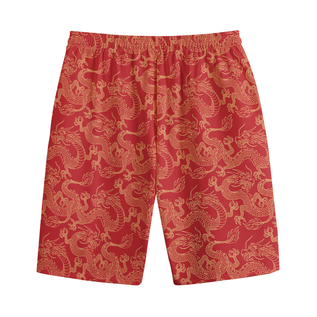Traditional Chinese Dragon Pattern Print Cotton Shorts
