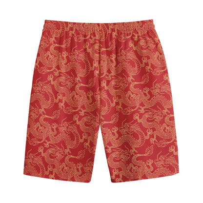 Traditional Chinese Dragon Pattern Print Cotton Shorts