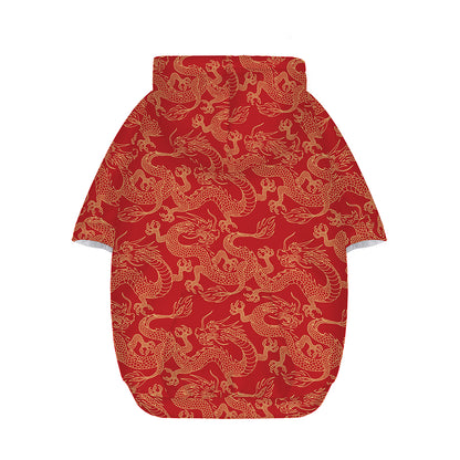Traditional Chinese Dragon Pattern Print Dog Zip Up Hoodie