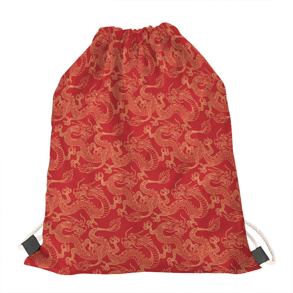 Traditional Chinese Dragon Pattern Print Drawstring Bag
