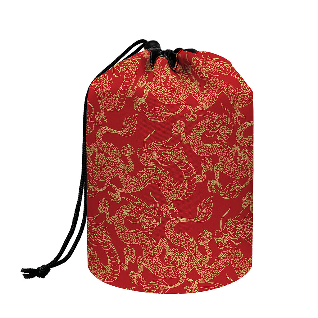Traditional Chinese Dragon Pattern Print Drawstring Makeup Bag