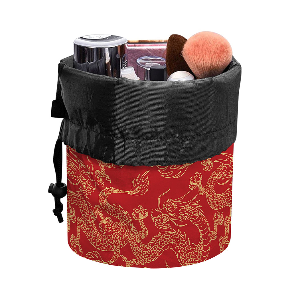 Traditional Chinese Dragon Pattern Print Drawstring Makeup Bag