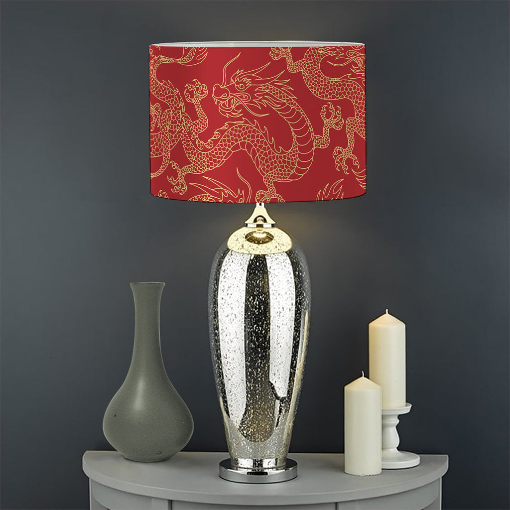 Traditional Chinese Dragon Pattern Print Drum Lamp Shade