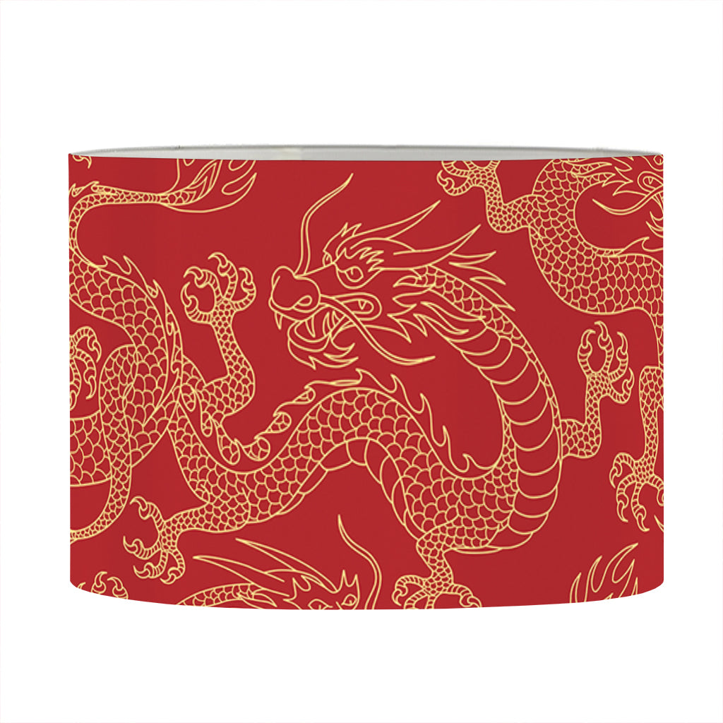 Traditional Chinese Dragon Pattern Print Drum Lamp Shade