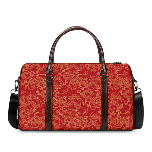 Traditional Chinese Dragon Pattern Print Duffle Bag