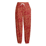 Traditional Chinese Dragon Pattern Print Fleece Lined Knit Pants