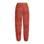 Traditional Chinese Dragon Pattern Print Fleece Lined Knit Pants