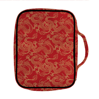 Traditional Chinese Dragon Pattern Print Front Pocket Bible Bag
