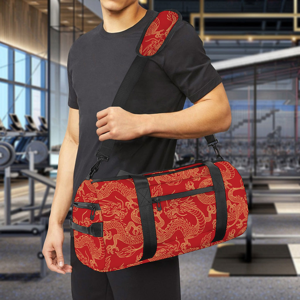Traditional Chinese Dragon Pattern Print Gym Bag