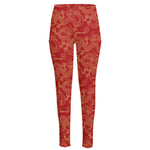 Traditional Chinese Dragon Pattern Print High-Waisted Pocket Leggings
