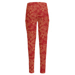 Traditional Chinese Dragon Pattern Print High-Waisted Pocket Leggings