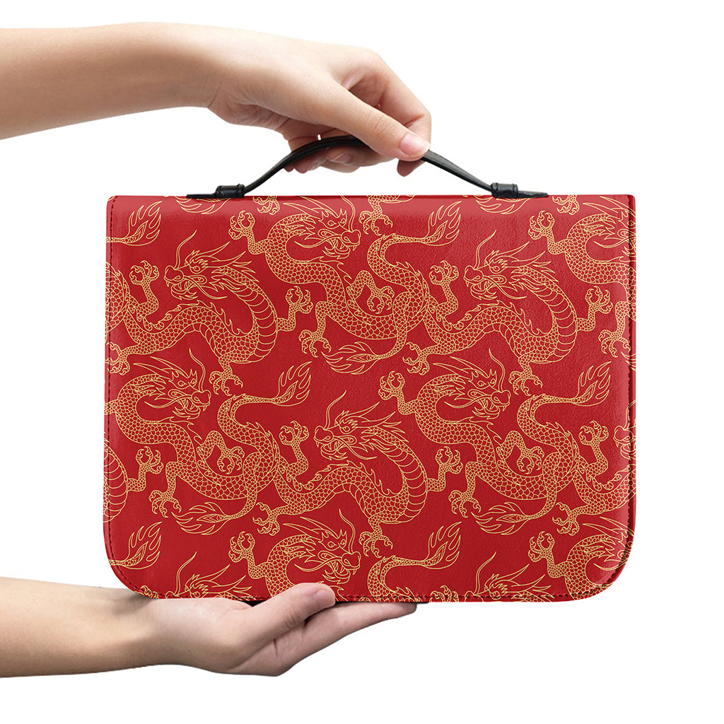 Traditional Chinese Dragon Pattern Print Leather Bible Cover