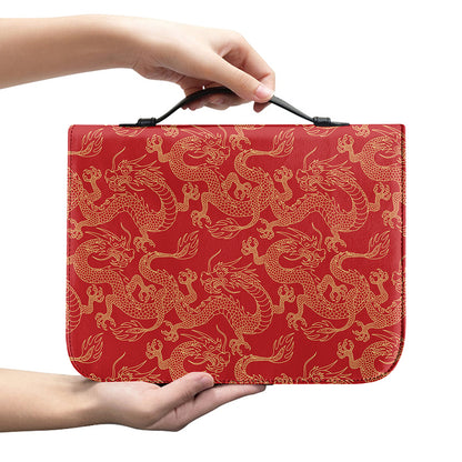 Traditional Chinese Dragon Pattern Print Leather Bible Cover
