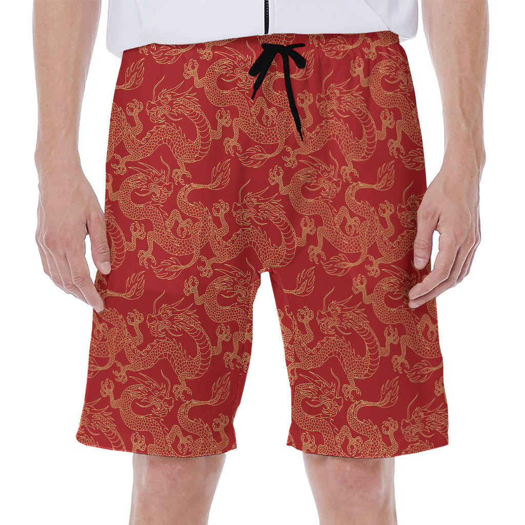 Traditional Chinese Dragon Pattern Print Men's Beach Shorts