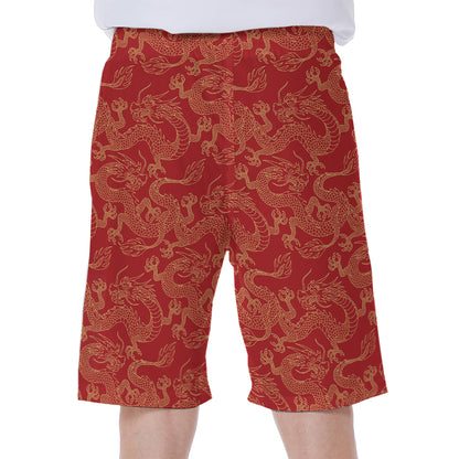 Traditional Chinese Dragon Pattern Print Men's Beach Shorts