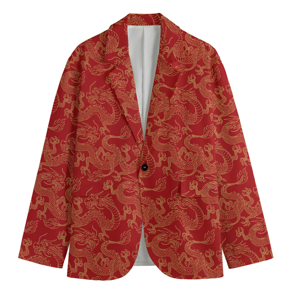 Traditional Chinese Dragon Pattern Print Men's Blazer