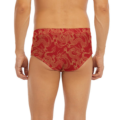 Traditional Chinese Dragon Pattern Print Men's Briefs