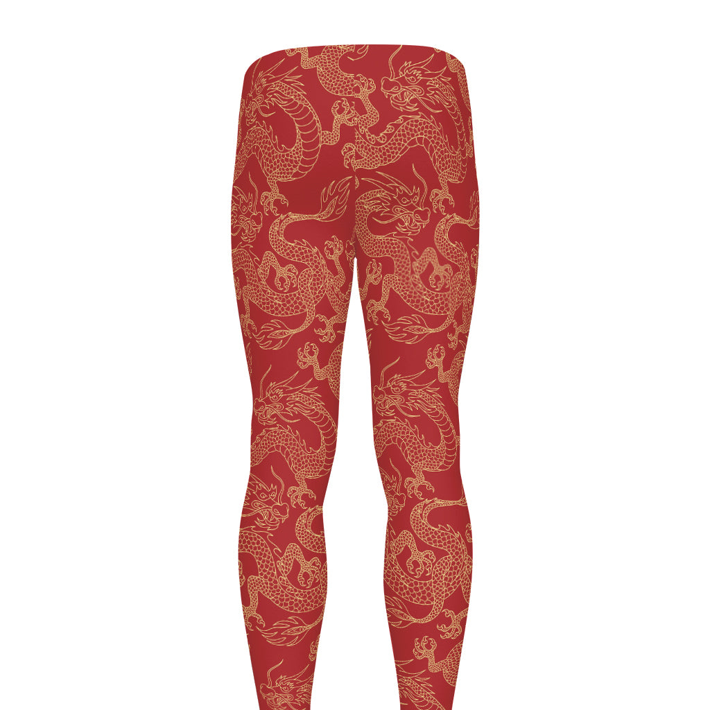 Traditional Chinese Dragon Pattern Print Men's leggings
