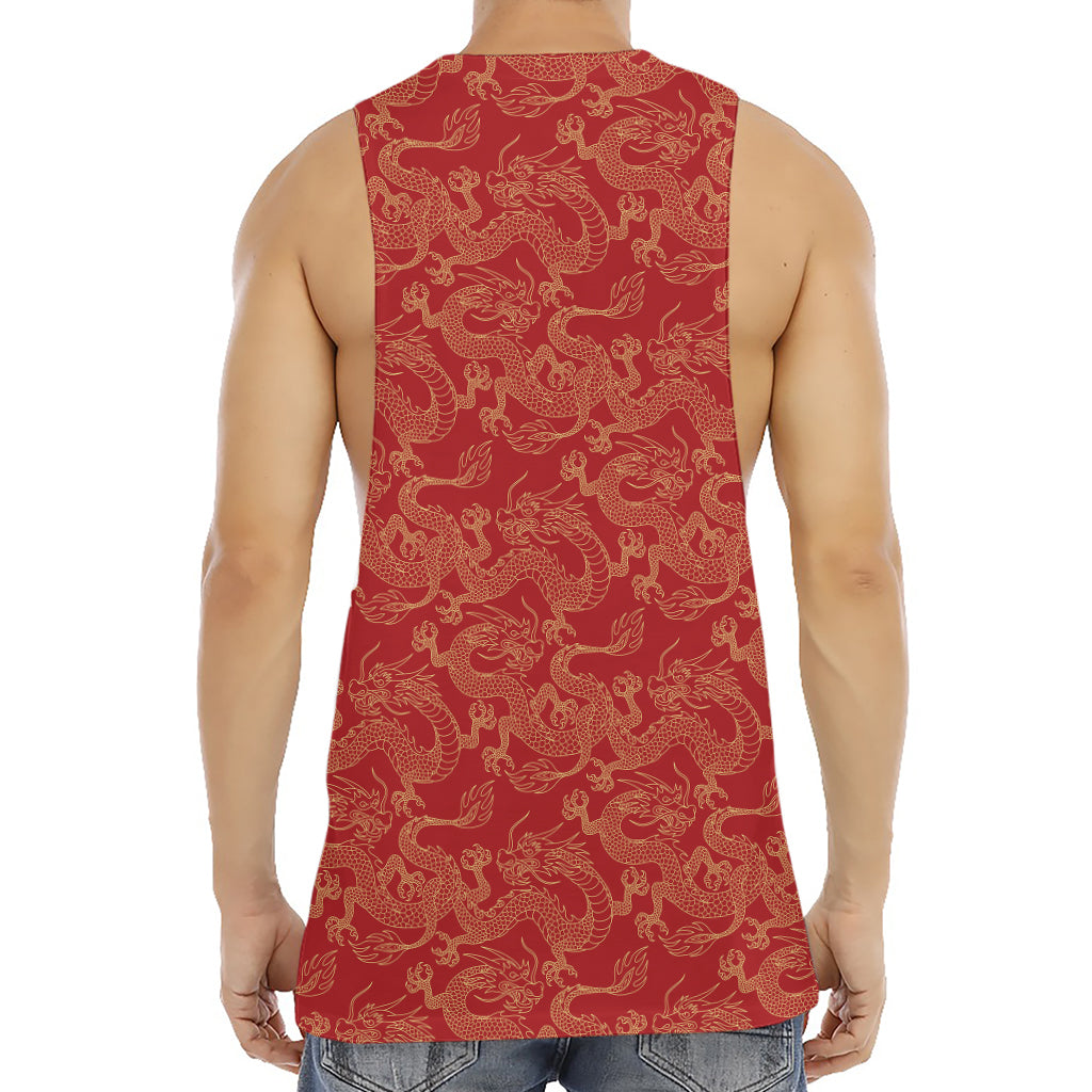 Traditional Chinese Dragon Pattern Print Men's Muscle Tank Top