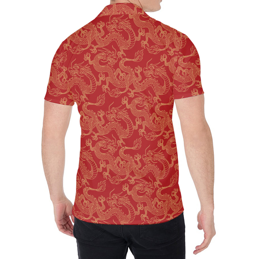 Traditional Chinese Dragon Pattern Print Men's Shirt