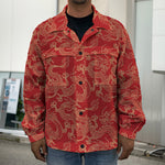 Traditional Chinese Dragon Pattern Print Men's Shirt Jacket