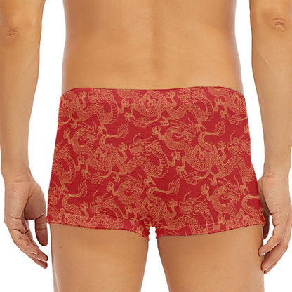 Traditional Chinese Dragon Pattern Print Men's Short Boxer Briefs