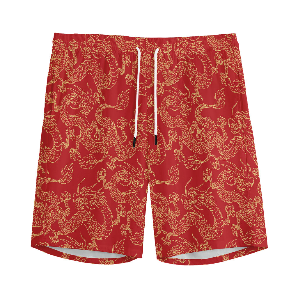 Traditional Chinese Dragon Pattern Print Men's Sports Shorts