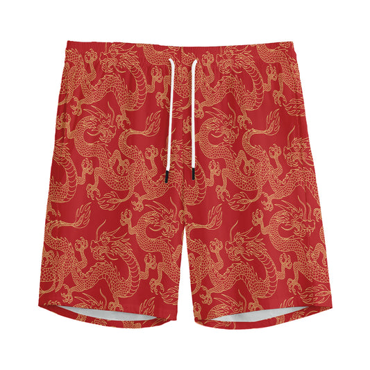 Traditional Chinese Dragon Pattern Print Men's Sports Shorts