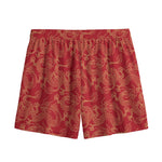 Traditional Chinese Dragon Pattern Print Mesh Shorts
