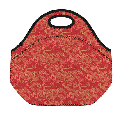 Traditional Chinese Dragon Pattern Print Neoprene Lunch Bag