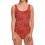 Traditional Chinese Dragon Pattern Print One Piece Swimsuit
