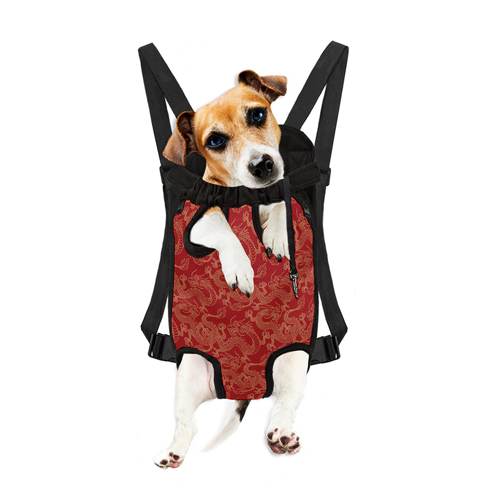 Traditional Chinese Dragon Pattern Print Pet Carrier Backpack