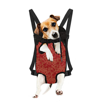 Traditional Chinese Dragon Pattern Print Pet Carrier Backpack