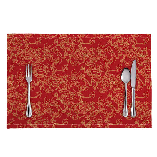 Traditional Chinese Dragon Pattern Print Placemat