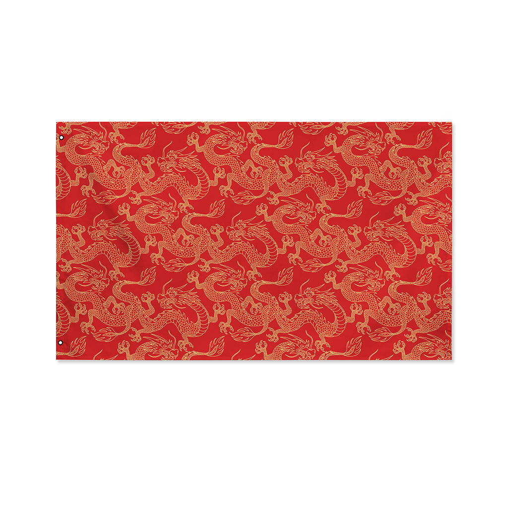 Traditional Chinese Dragon Pattern Print Polyester Flag