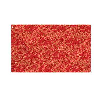 Traditional Chinese Dragon Pattern Print Polyester Flag